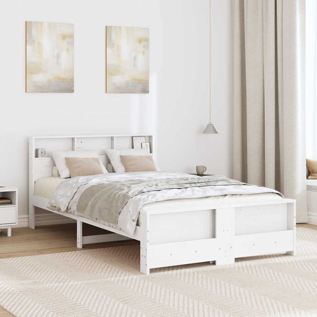 Bed Frame with Headboard White 120 x 200 cm Solid pine wood