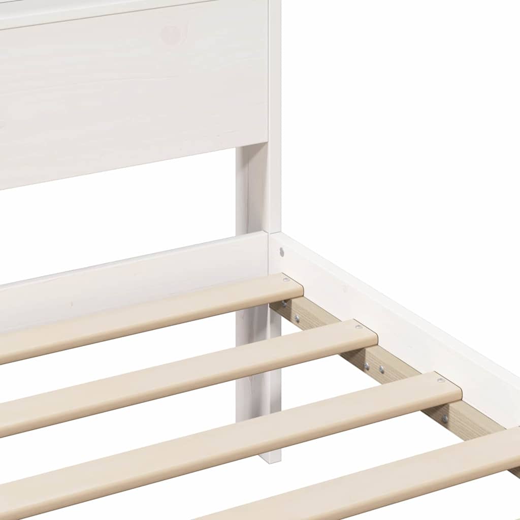 Bed Frame with Headboard White 100 x 200 cm Solid pine wood
