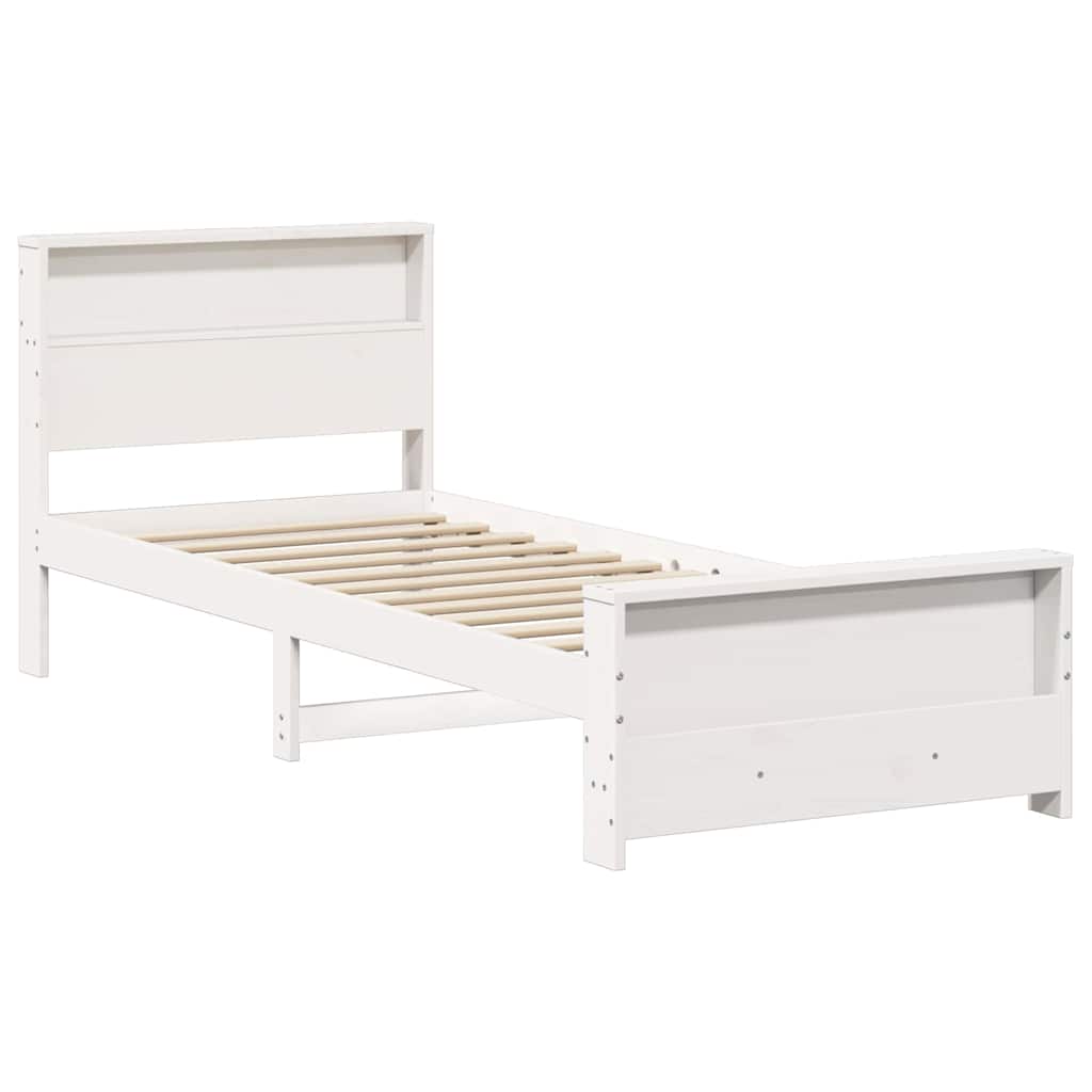 Bed Frame with Headboard White 100 x 200 cm Solid pine wood