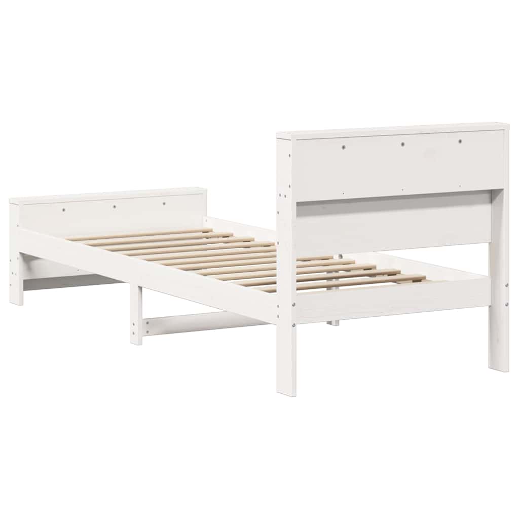 Bed Frame with Headboard White 100 x 200 cm Solid pine wood