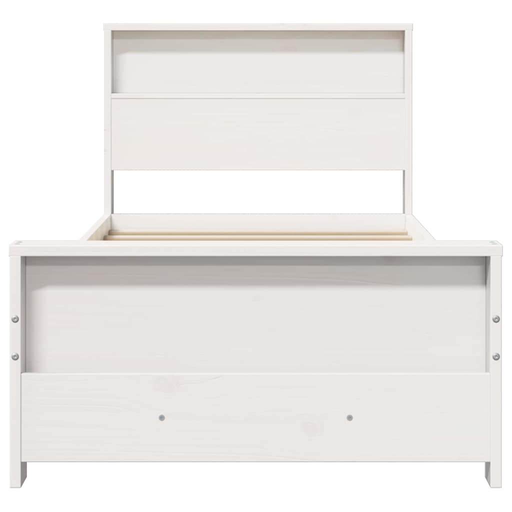 Bed Frame with Headboard White 100 x 200 cm Solid pine wood