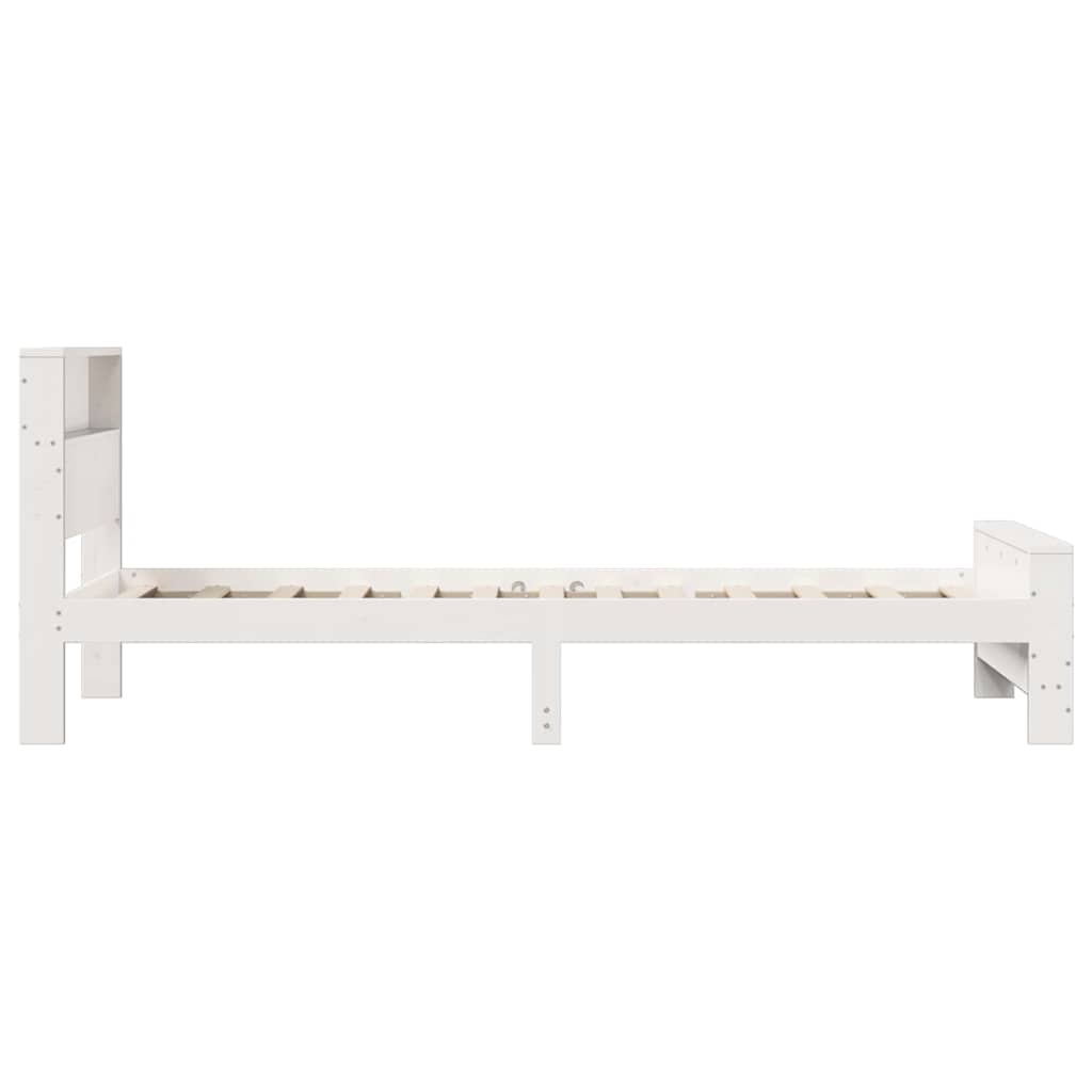 Bed Frame with Headboard White 100 x 200 cm Solid pine wood
