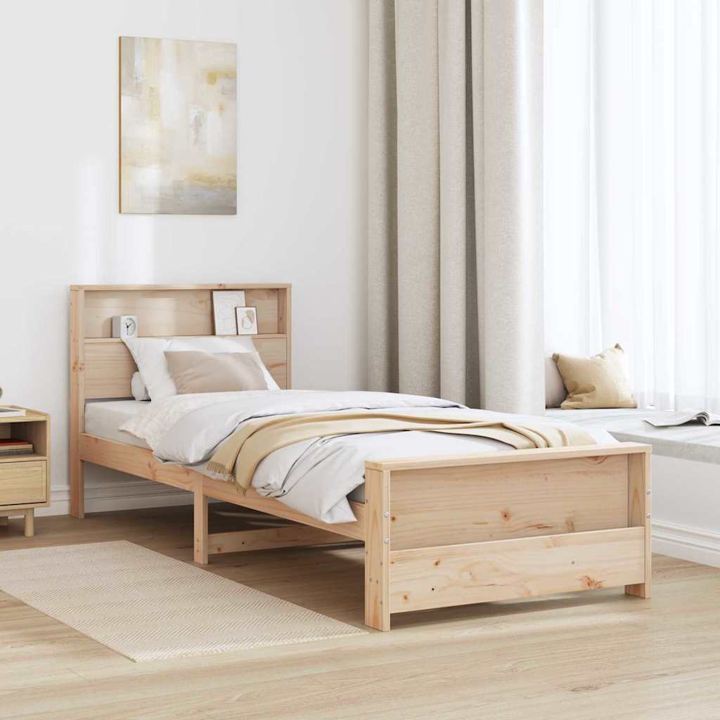 Bed Frame with Headboard Brown 80 x 200 cm Solid pine wood