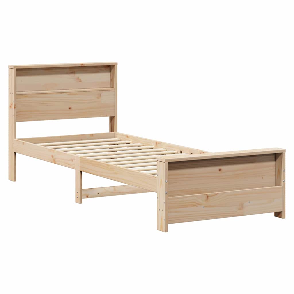 Bed Frame with Headboard Brown 80 x 200 cm Solid pine wood