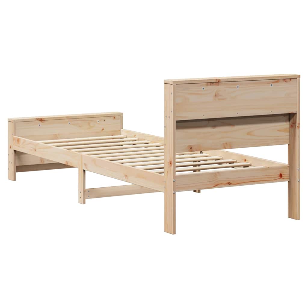 Bed Frame with Headboard Brown 80 x 200 cm Solid pine wood