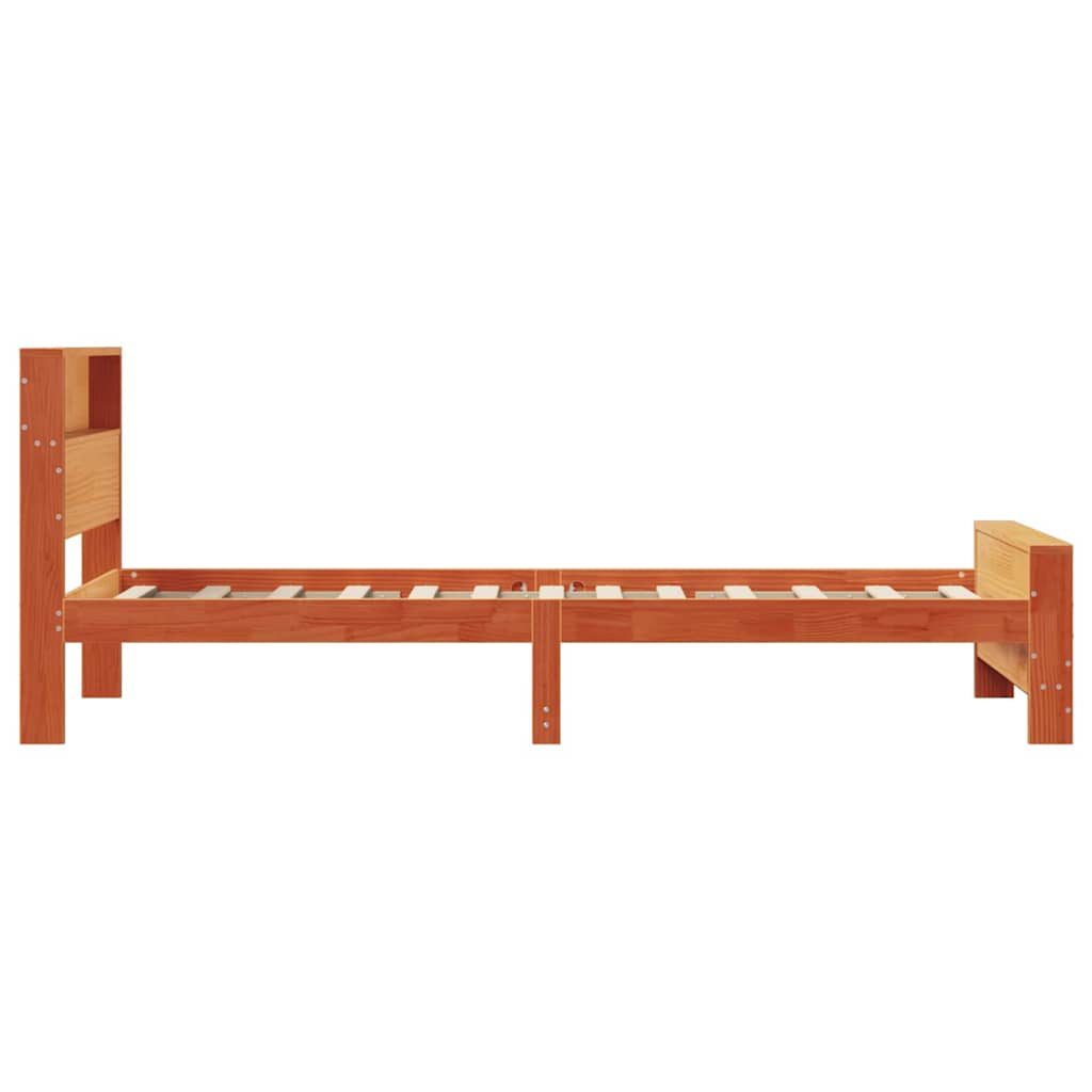 Bed Frame with Headboard Wax brown 80 x 200 cm Solid pine wood