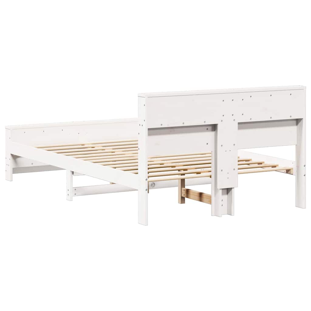 Bed Frame with Headboard White 120 x 190 cm Solid pine wood