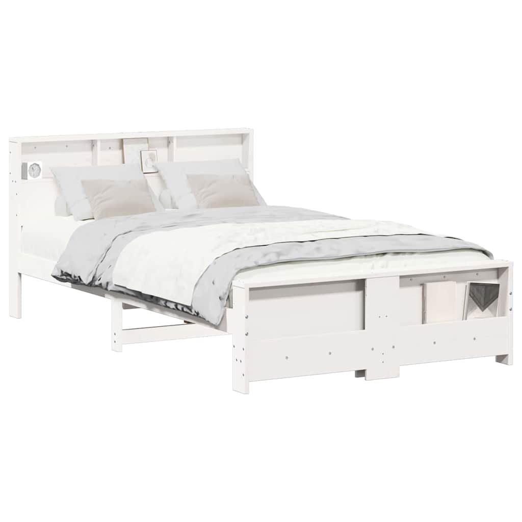 Bed Frame with Headboard White 120 x 190 cm Solid pine wood