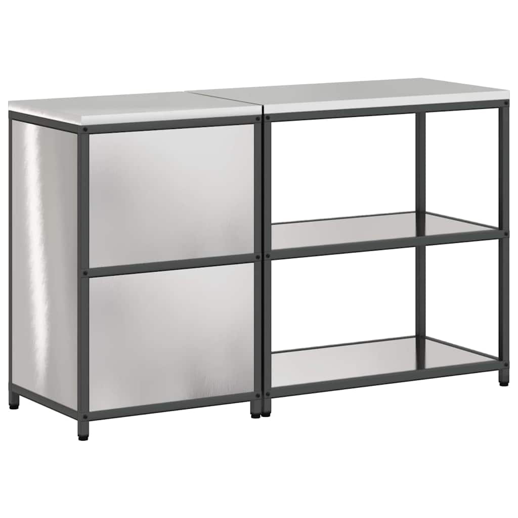 Kitchen Storage Set with Shelf 2 pcs Sliver Stainless steel