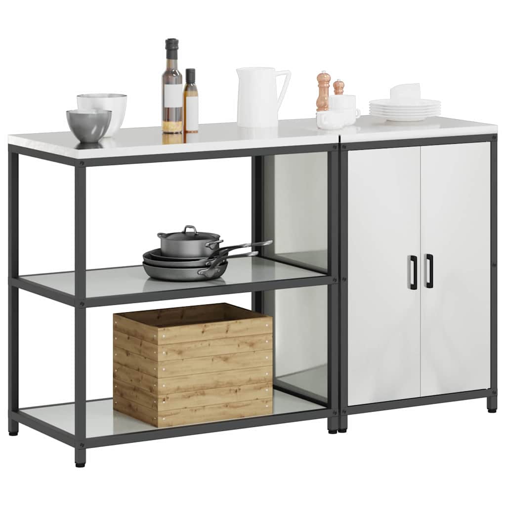 Kitchen Storage Set with Shelf 2 pcs Sliver Galvanised steel