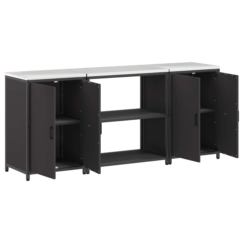 Kitchen Storage Set with Shelf 3 pcs Black 210 x 50 x 92 cm