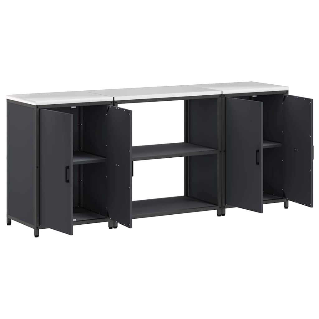 Kitchen Storage Set with Door 3 pcs Anthracite 210 x 50 x 92 cm