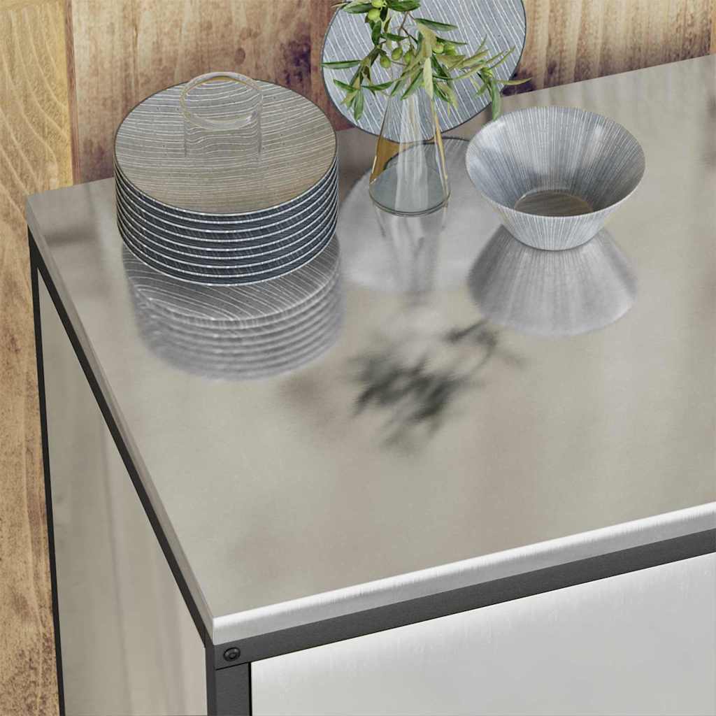Kitchen Storage Set with Shelf 3 pcs Sliver 210 x 50 x 92 cm