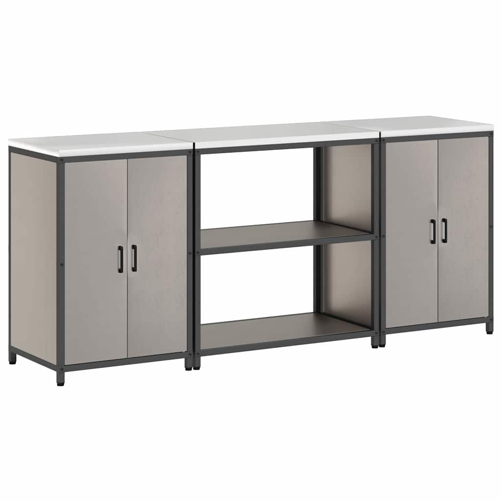 Kitchen Storage Set with Shelf with Storage 3 pcs Rusty Steel