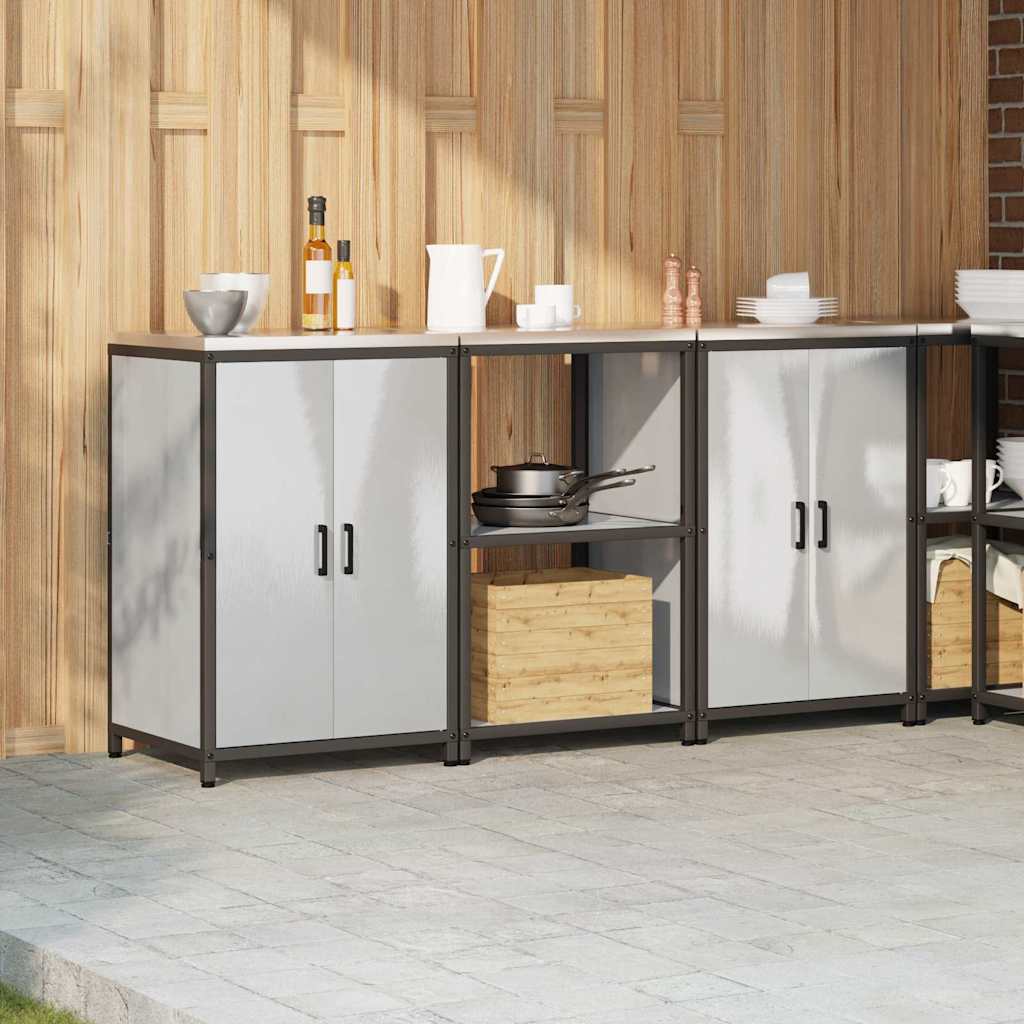 Kitchen Storage Set with Shelf 3 pcs Sliver 180 x 50 x 92 cm