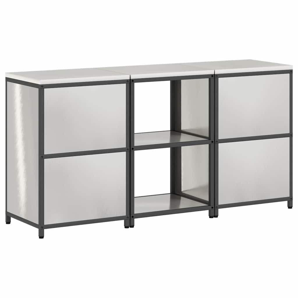 Kitchen Storage Set with Shelf 3 pcs Sliver 180 x 50 x 92 cm