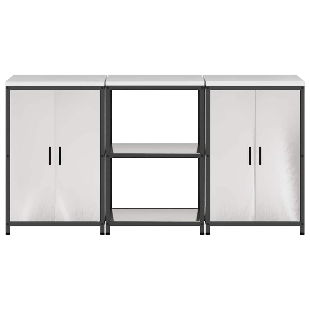Kitchen Storage Set with Shelf 3 pcs Sliver 180 x 50 x 92 cm