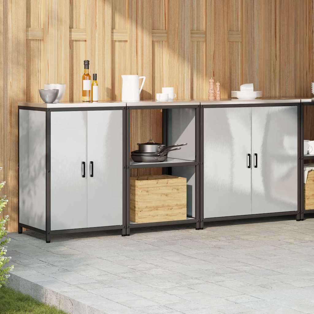 Kitchen Storage Set with Shelf 3 pcs Sliver 210 x 50 x 92 cm
