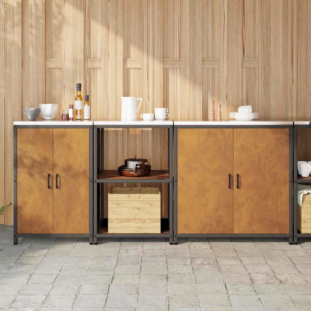 Kitchen Storage Set with Shelf 3 pcs Rusty 210 x 50 x 92 cm