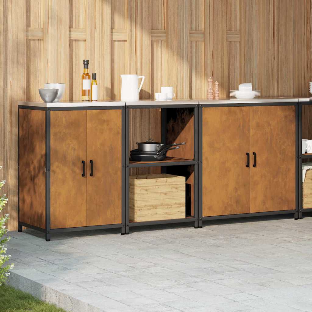 Kitchen Storage Set with Shelf 3 pcs Rusty 210 x 50 x 92 cm