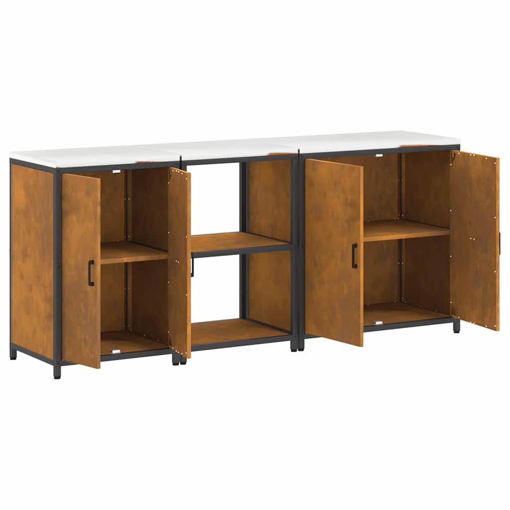 Kitchen Storage Set with Shelf 3 pcs Rusty 210 x 50 x 92 cm