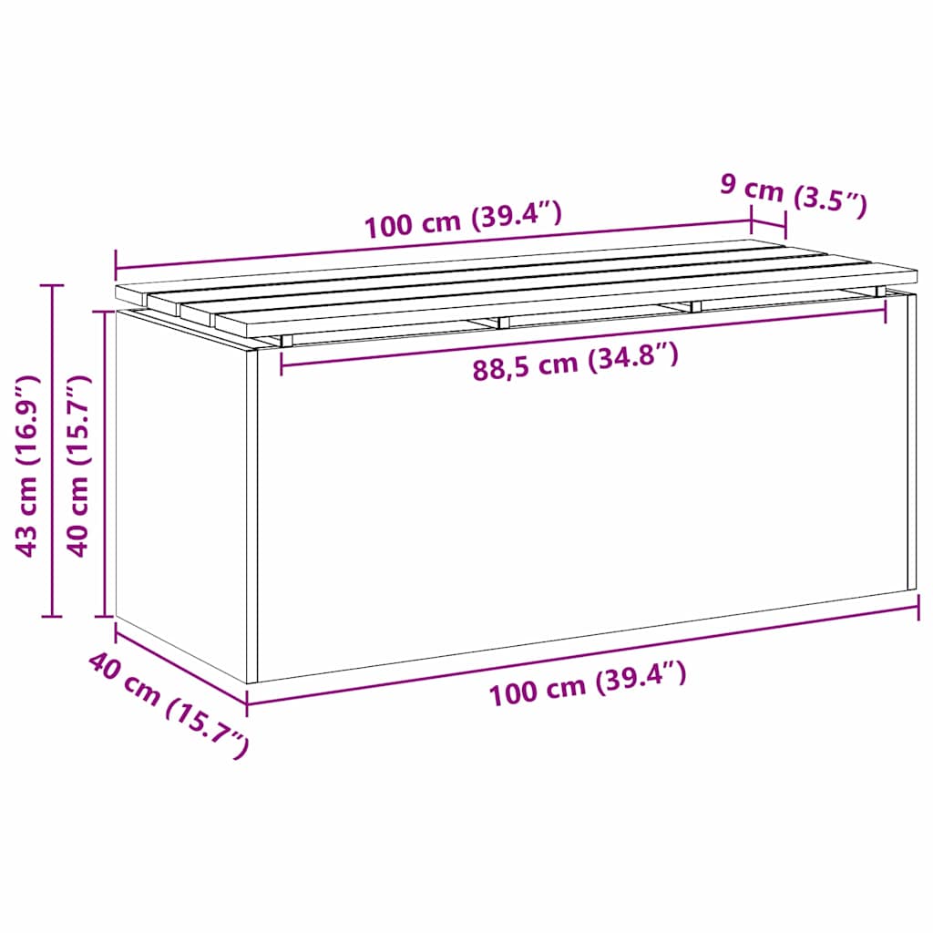Garden Bench Black 100 x 40 x 43 cm Steel