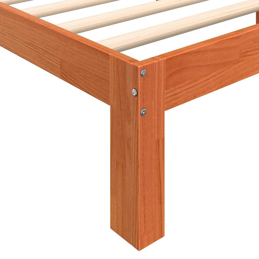 Bed Frame Wax brown 200 x 200 cm Solid Wood Pine