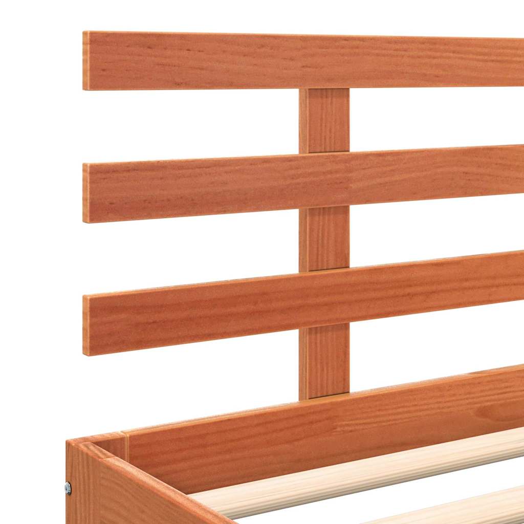 Bed Frame Wax brown 200 x 200 cm Solid Wood Pine