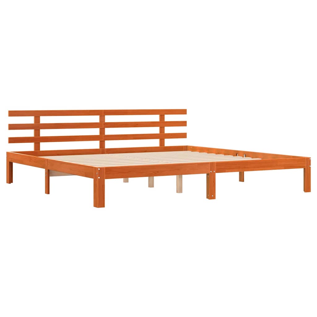 Bed Frame Wax brown 200 x 200 cm Solid Wood Pine