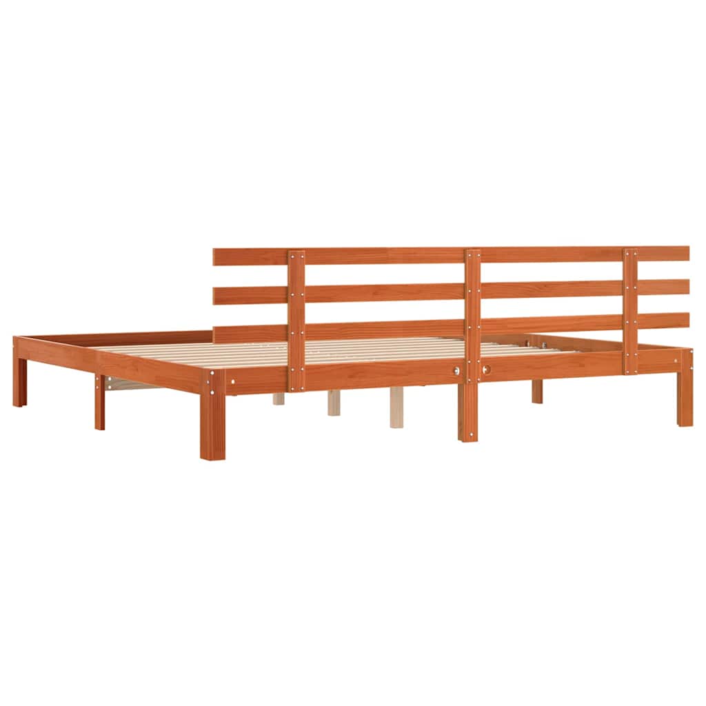 Bed Frame Wax brown 200 x 200 cm Solid Wood Pine