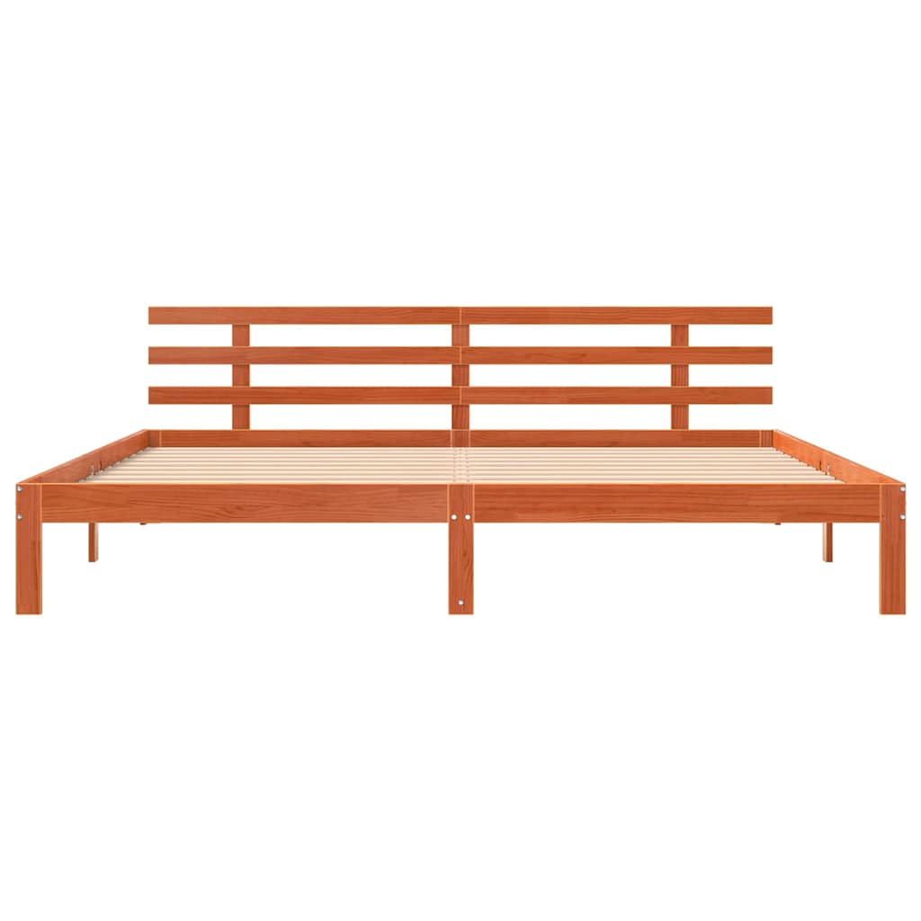 Bed Frame Wax brown 200 x 200 cm Solid Wood Pine