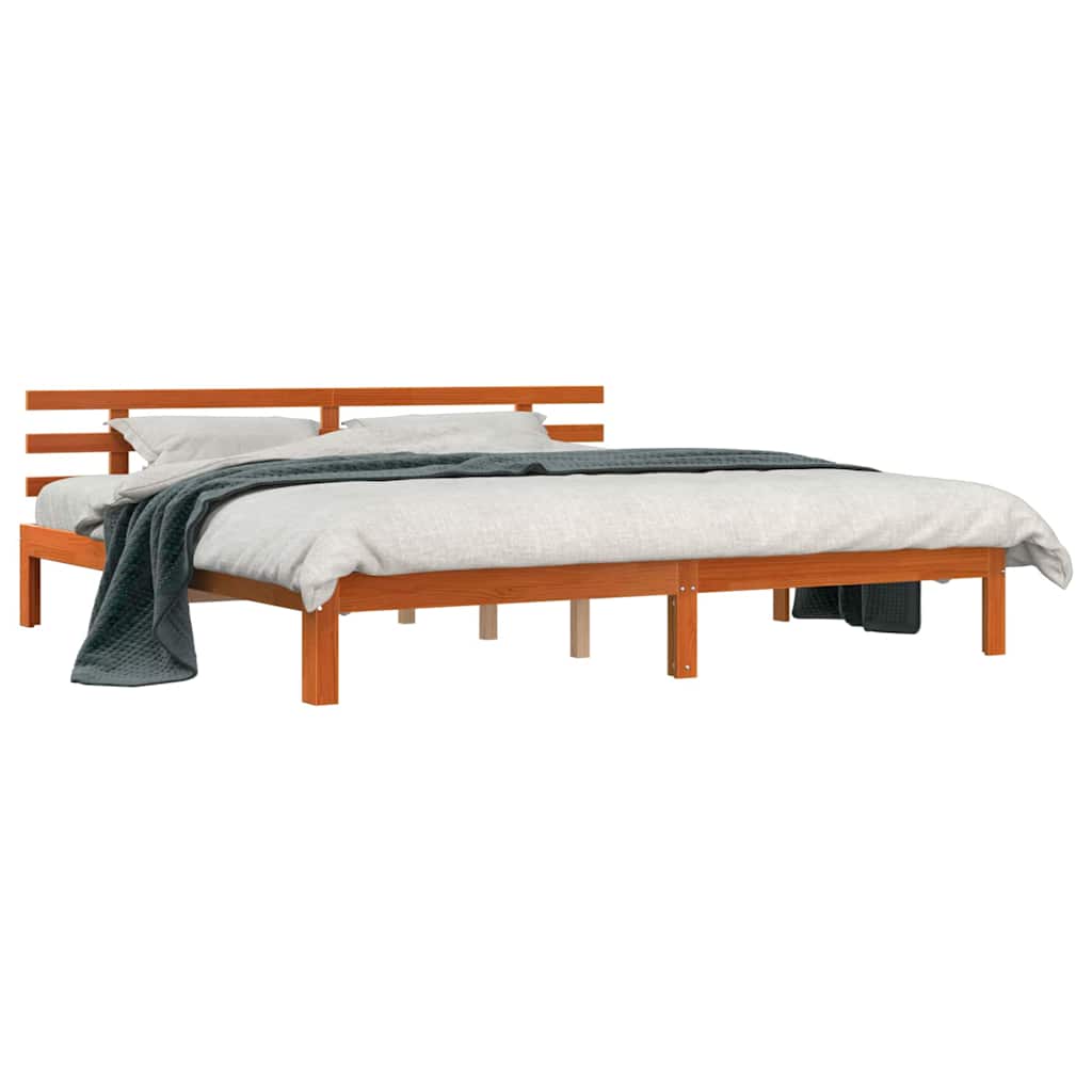 Bed Frame Wax brown 200 x 200 cm Solid Wood Pine