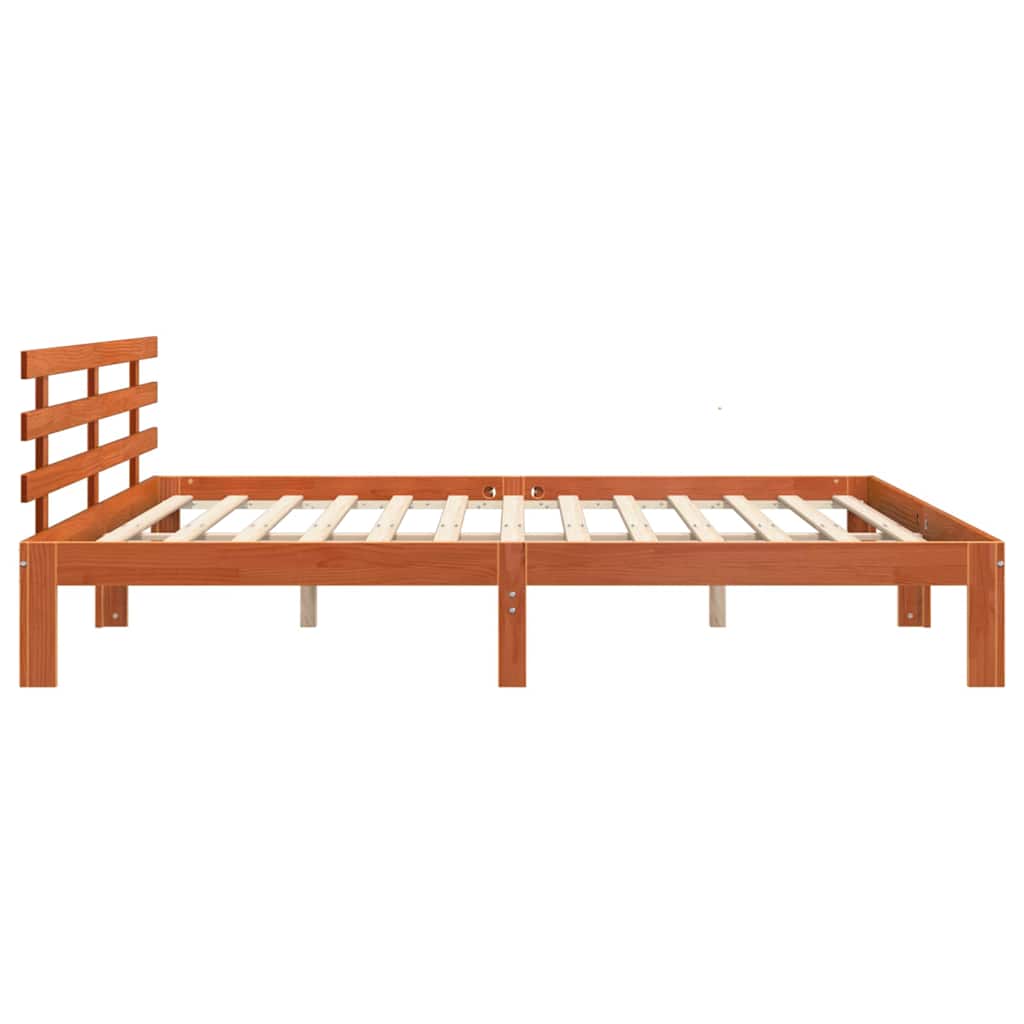 Bed Frame Wax brown 200 x 200 cm Solid Wood Pine
