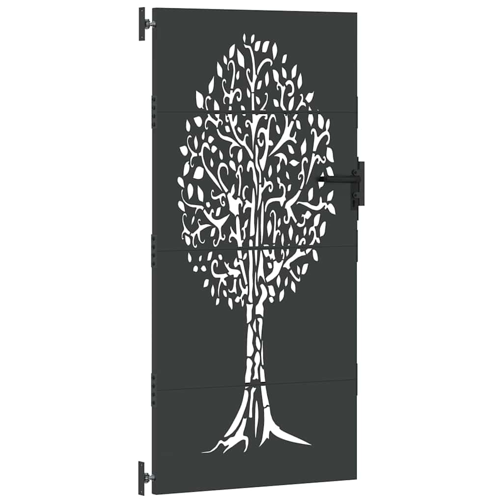 Garden Gate with Lock Black 100 x 175 cm Powder-coated steel