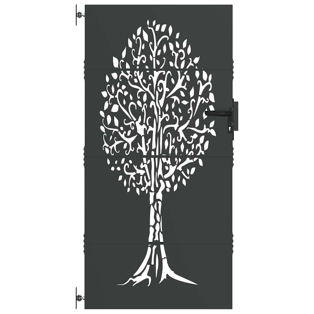 Garden Gate with Lock Black 100 x 175 cm Powder-coated steel