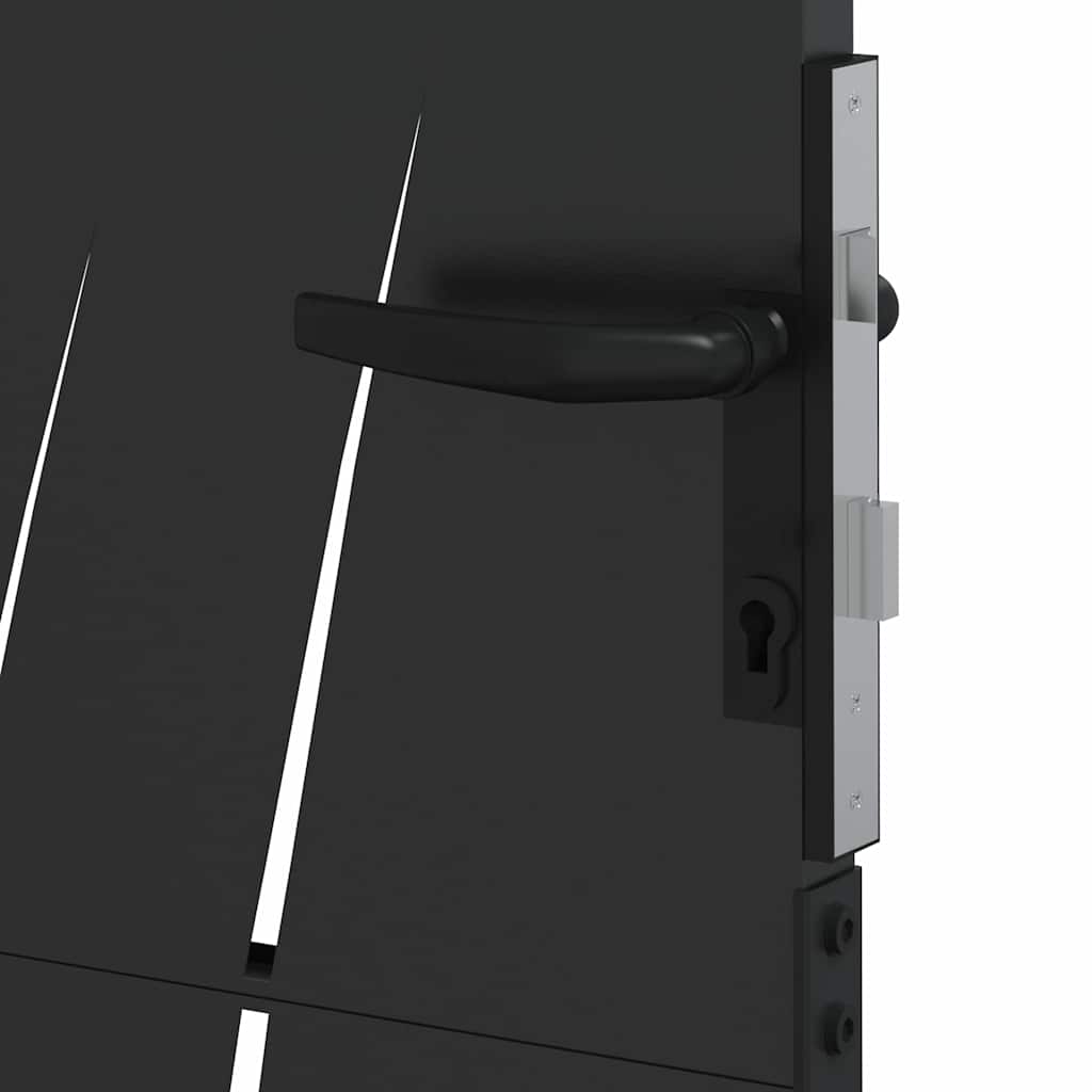 Garden Gate with Lock Black 85 x 125 cm Powder-coated steel