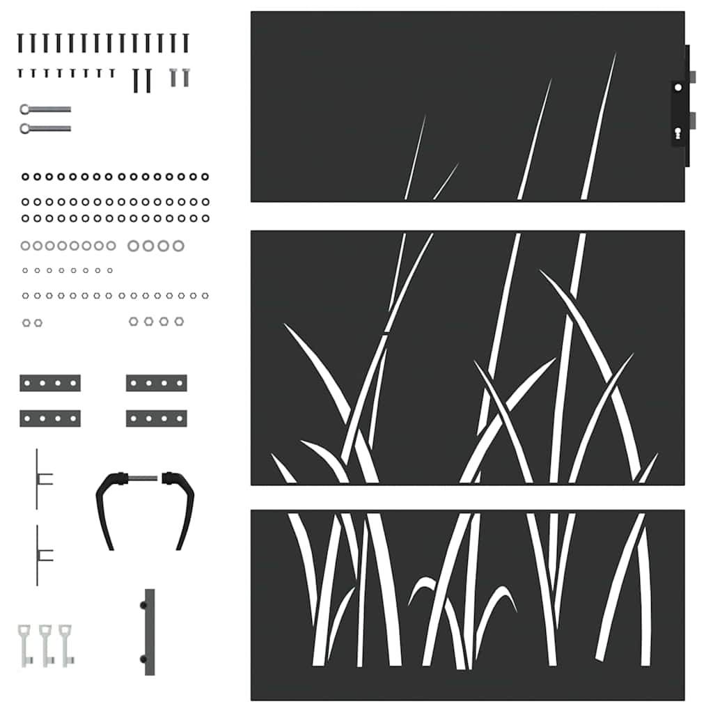 Garden Gate with Lock Black 85 x 125 cm Powder-coated steel