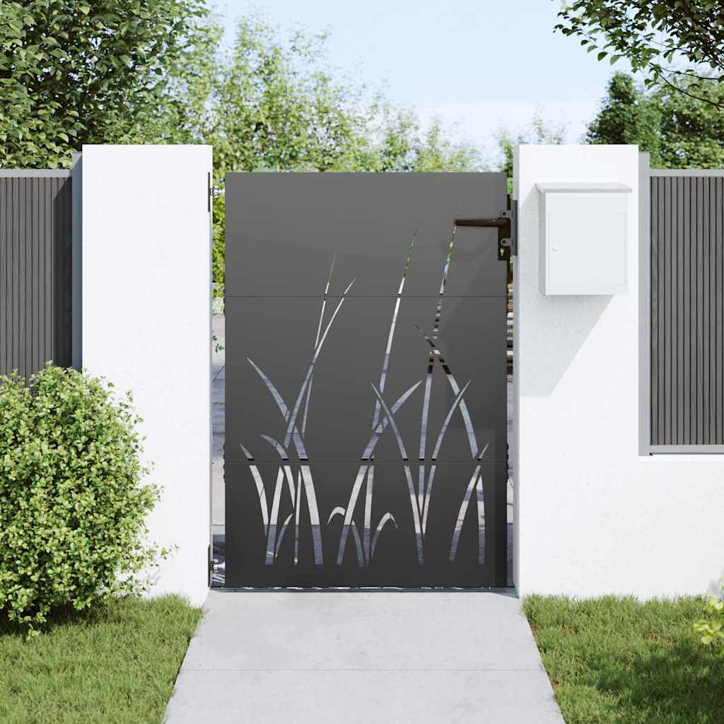 Garden Gate with Lock Black 85 x 125 cm Powder-coated steel