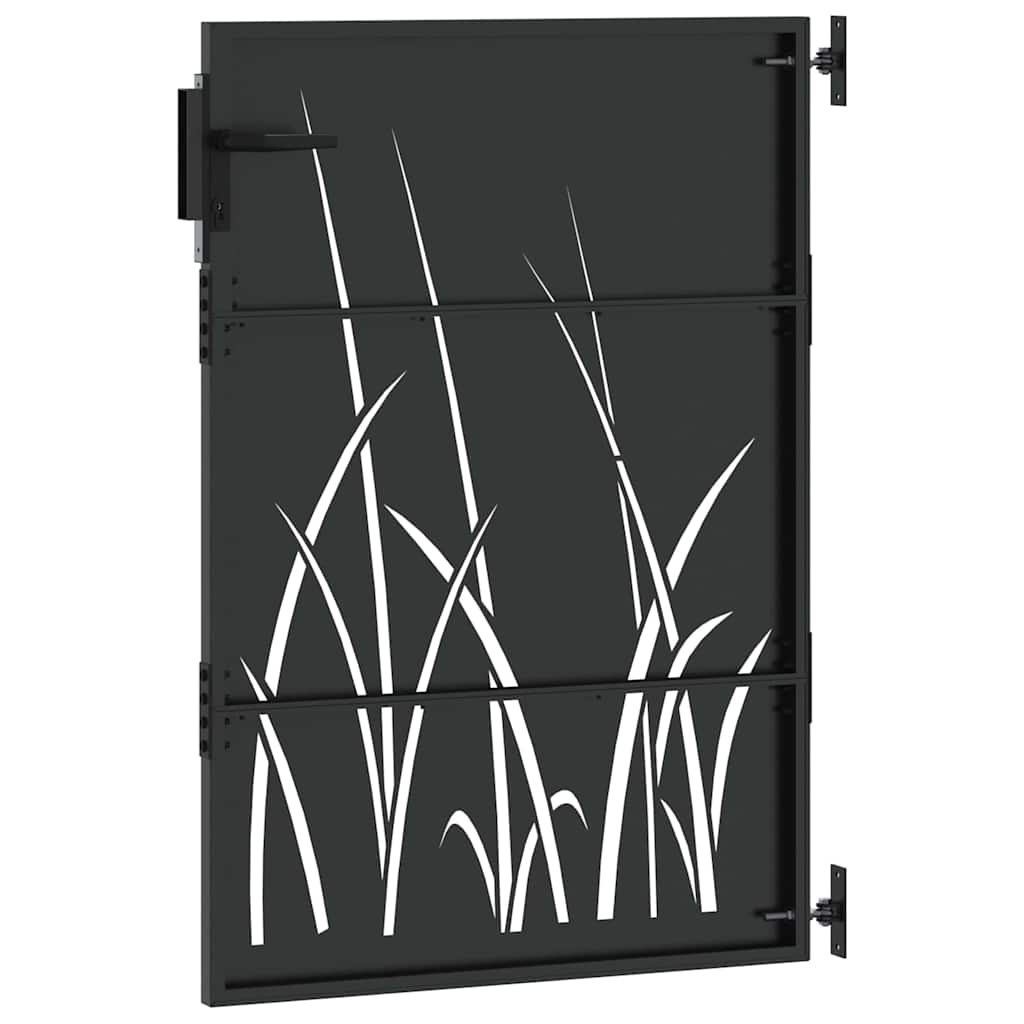 Garden Gate with Lock Black 85 x 125 cm Powder-coated steel