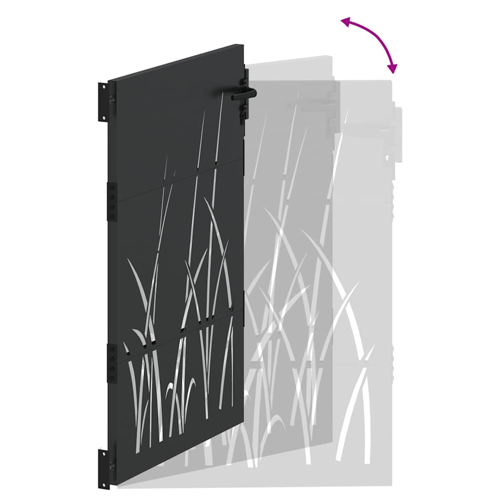 Garden Gate with Lock Black 85 x 125 cm Powder-coated steel