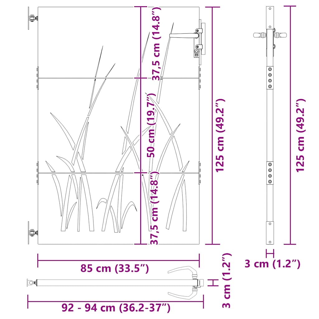 Garden Gate with Lock Black 85 x 125 cm Powder-coated steel