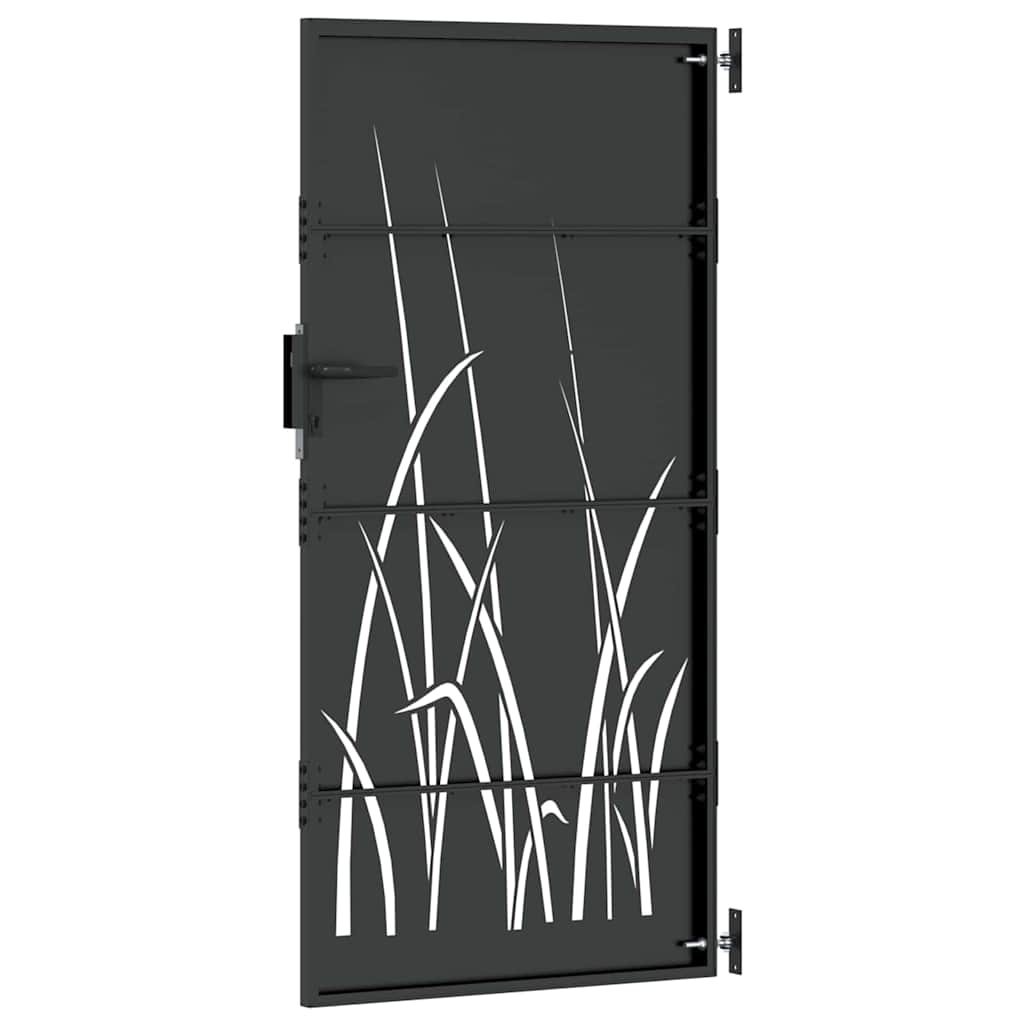 Garden Gate with Lock Black 85 x 175 cm Powder-coated steel