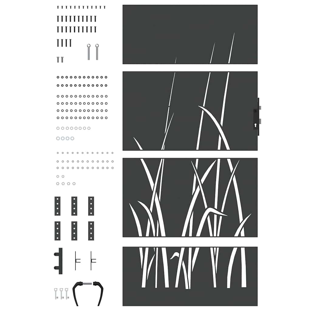 Garden Gate with Lock Black 85 x 200 cm Powder-coated steel