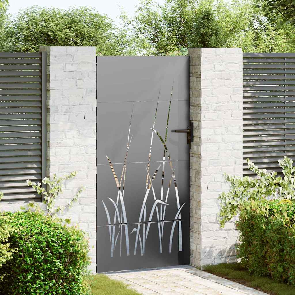 Garden Gate with Lock Black 85 x 200 cm Powder-coated steel