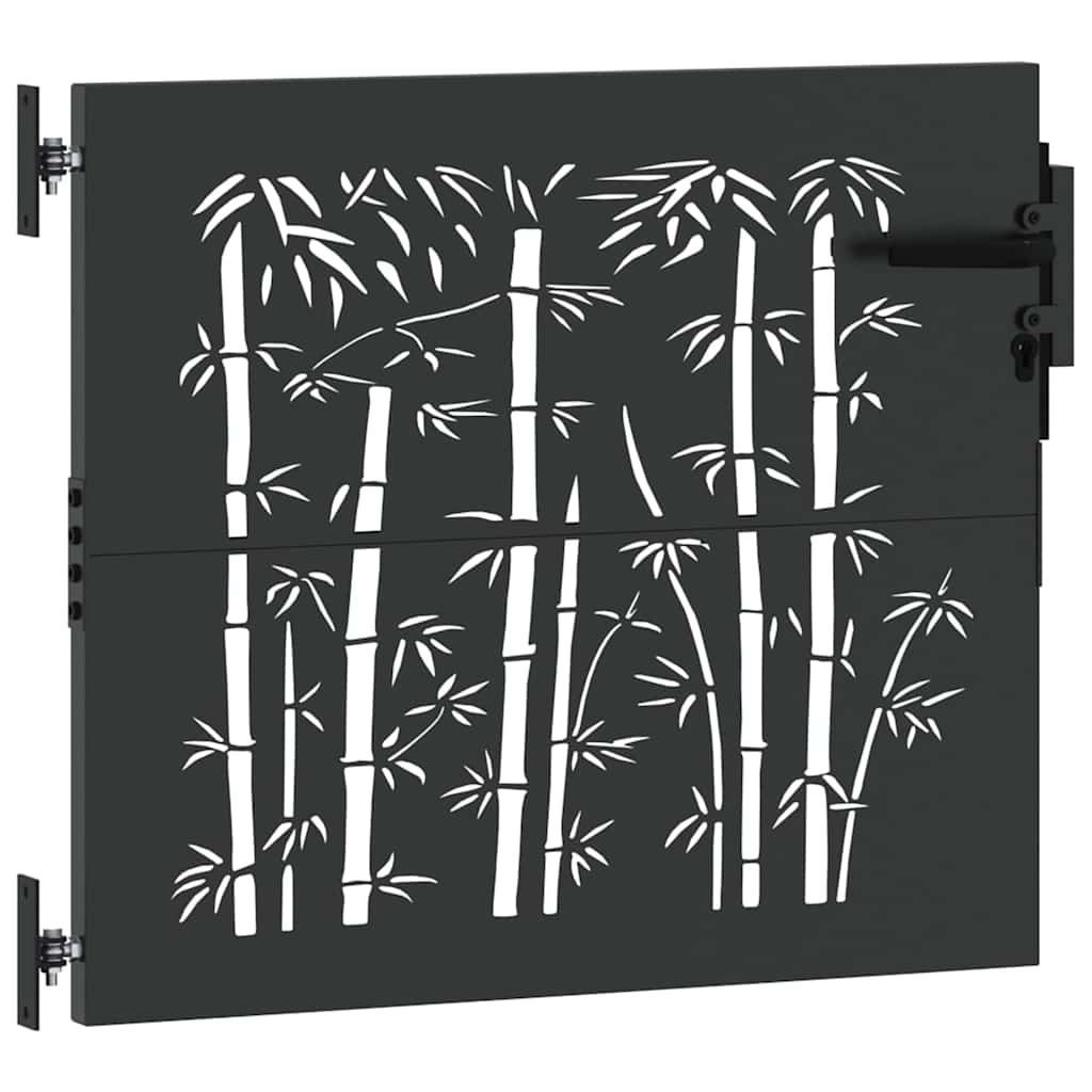 Garden Gate with Lock Black 105 x 100 cm Powder-coated steel