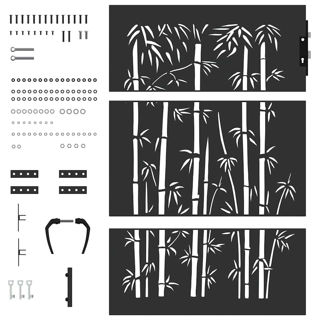 Garden Gate with Lock Black 105 x 125 cm Powder-coated steel