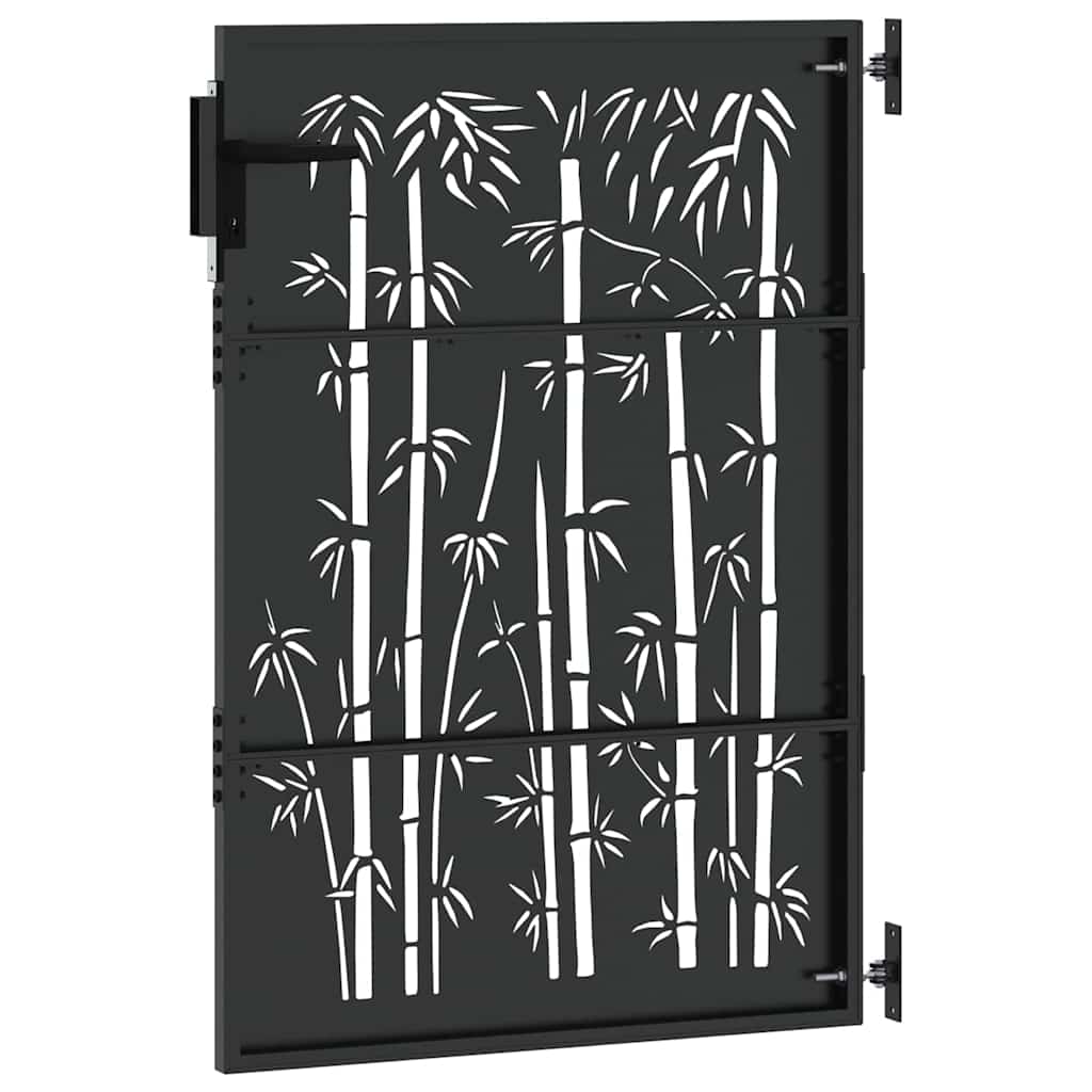 Garden Gate with Lock Black 105 x 125 cm Powder-coated steel