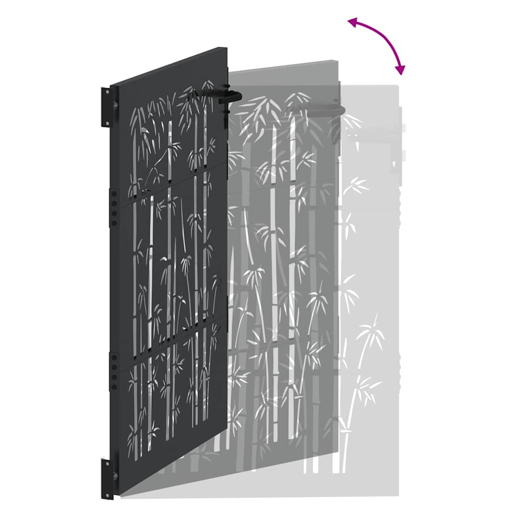 Garden Gate with Lock Black 105 x 125 cm Powder-coated steel