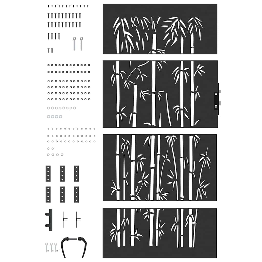 Garden Gate with Lock Black 105 x 175 cm Powder-coated steel