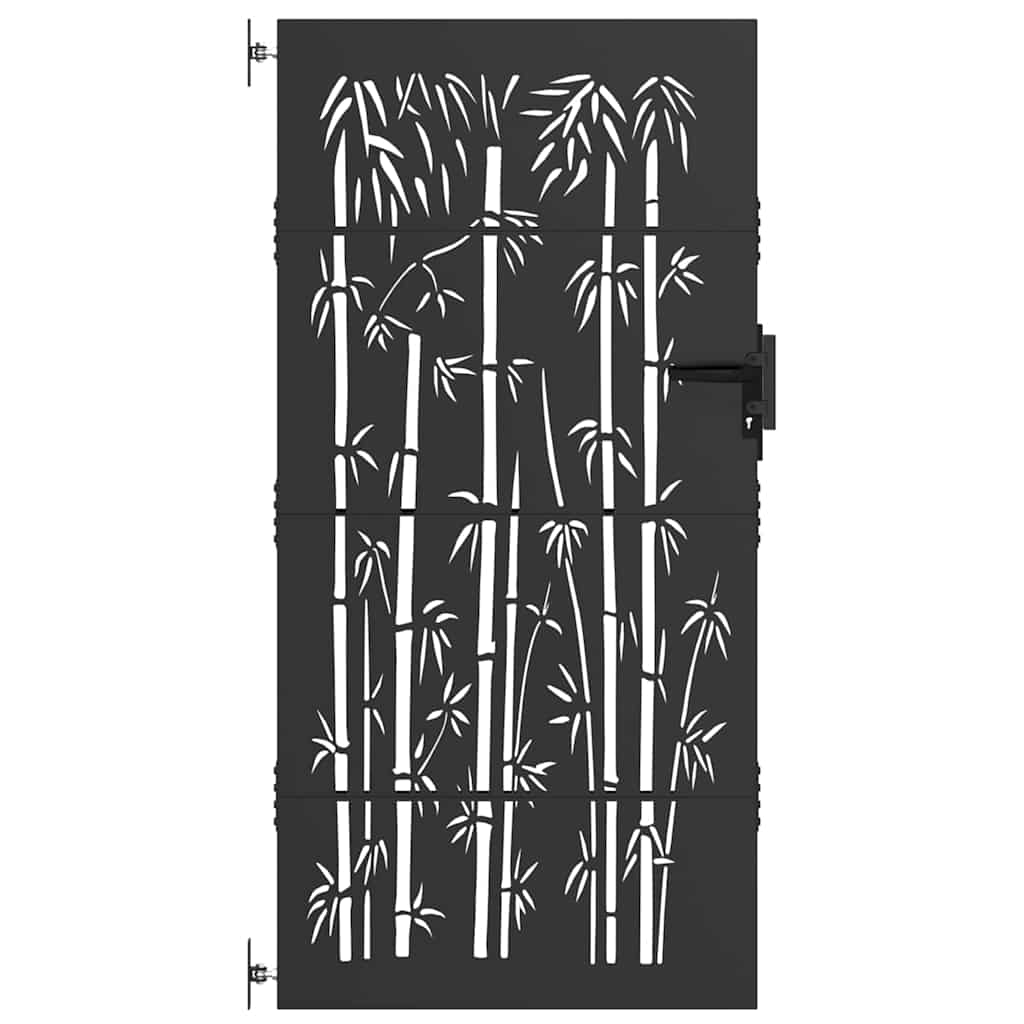 Garden Gate with Lock Black 105 x 200 cm Powder-coated steel